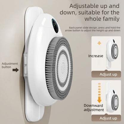 Wall-mounted automatic body bath brush with digital display and brush heads