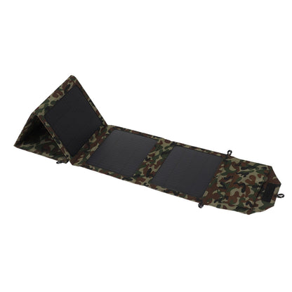 Camo 50W foldable solar panel charger kit with hard shell and USB ports
