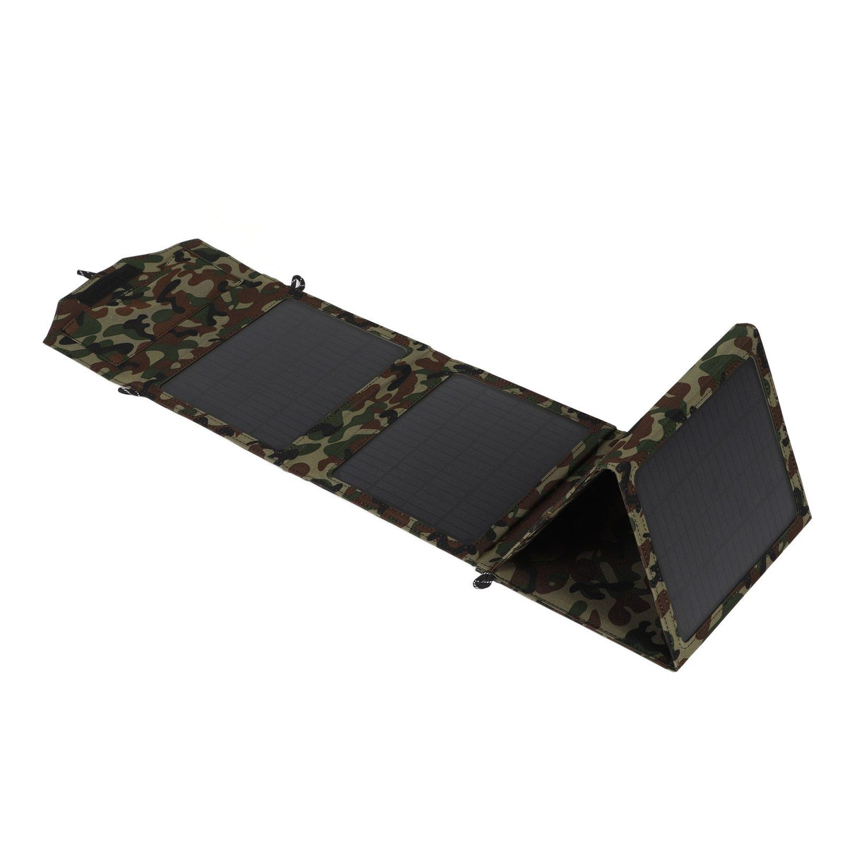Camo 50W foldable solar panel charger kit with hard shell and USB ports