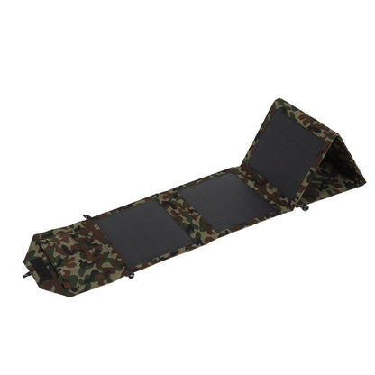 Camo 50W foldable solar panel charger kit with hard shell and USB ports