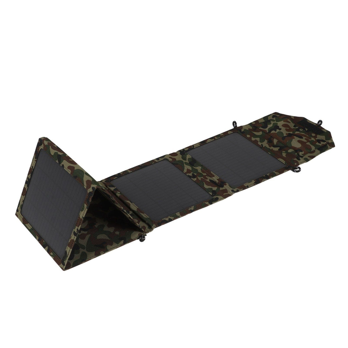 Camo 50W foldable solar panel charger kit with hard shell and USB ports
