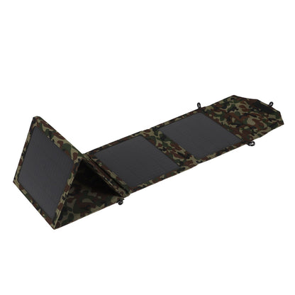 Camo 50W foldable solar panel charger kit with hard shell and USB ports