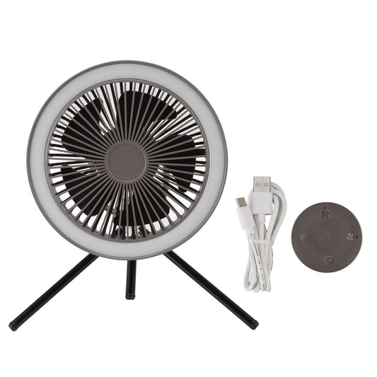 Grey USB camping light fan with bracket and remote control