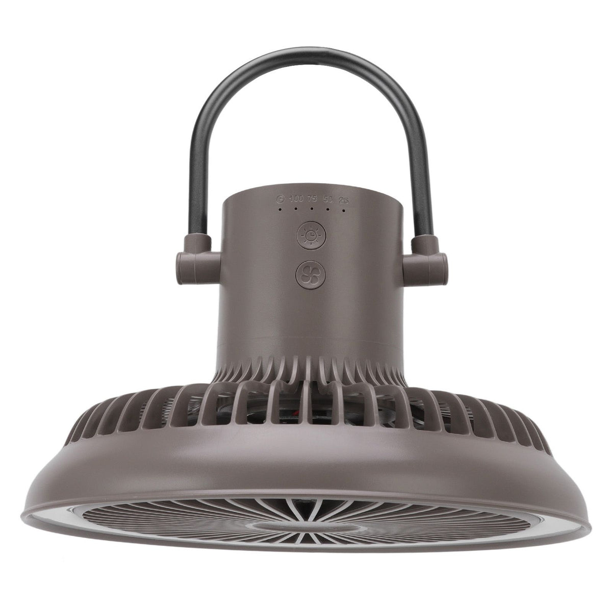 Grey USB camping light fan with bracket and remote control