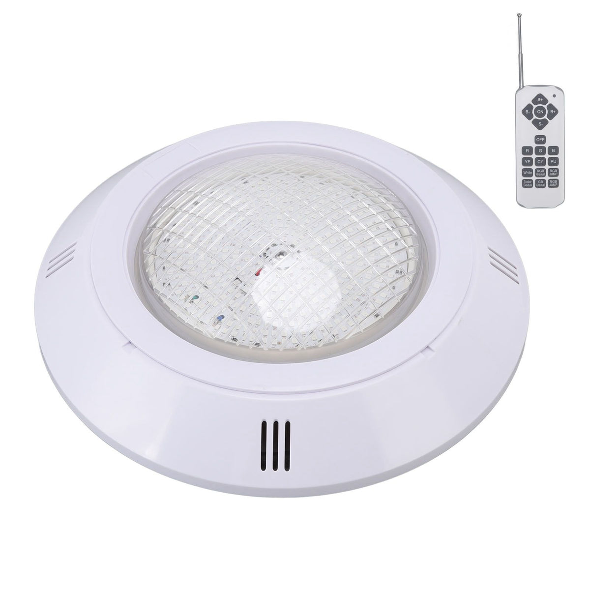 RGB pool LED light with remote control, installation panel and accessories