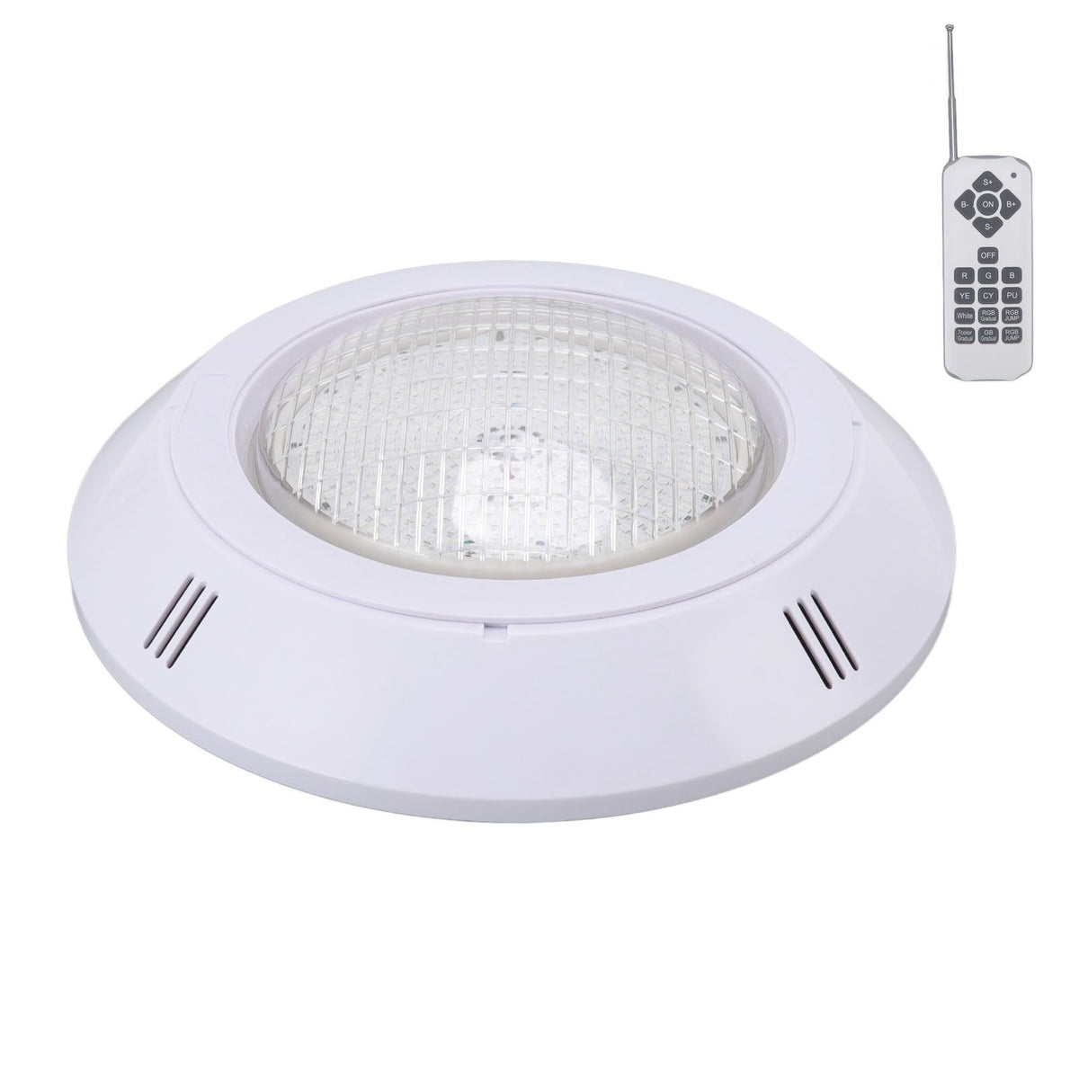 RGB pool LED light with remote control, installation panel and accessories