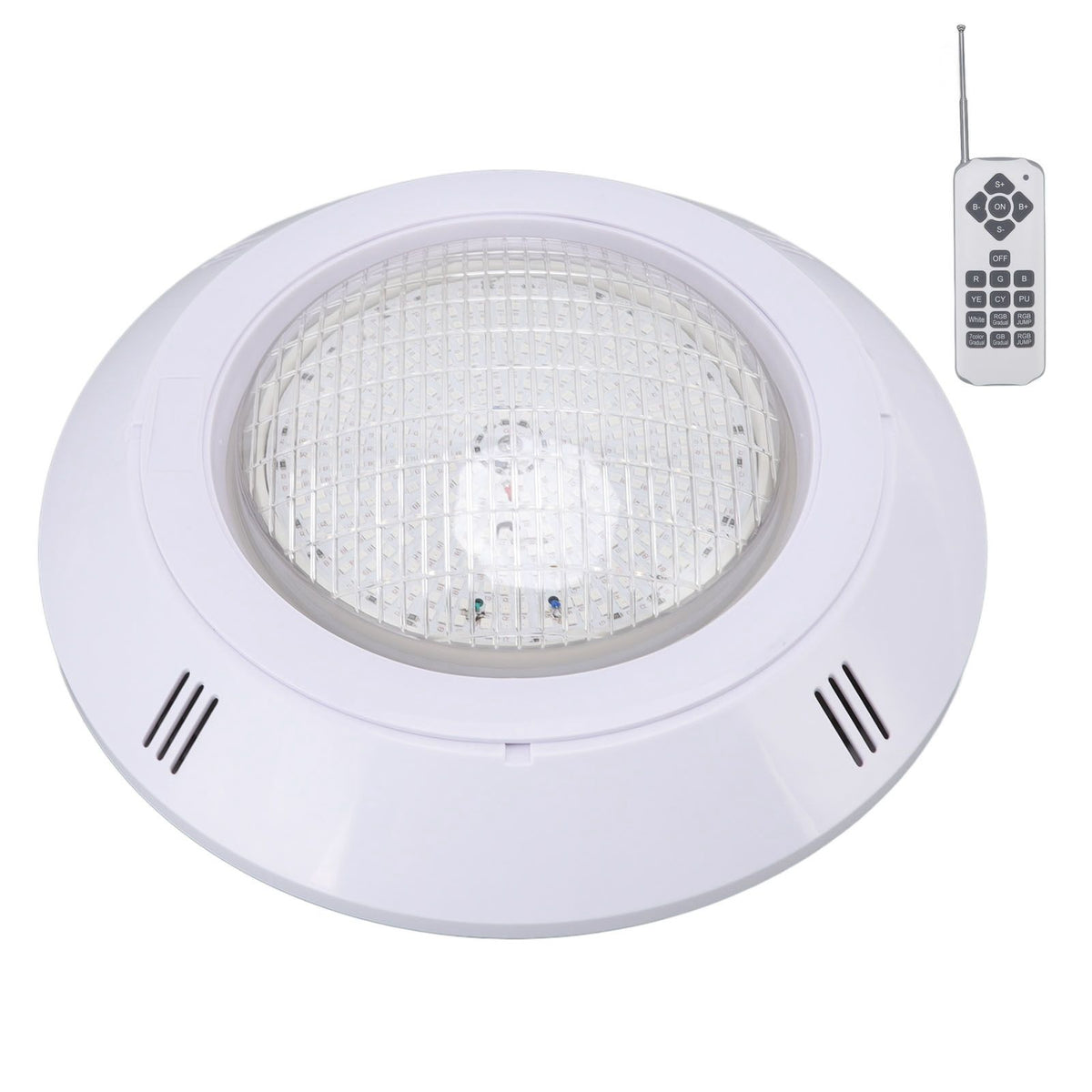 RGB pool LED light with remote control, installation panel and accessories