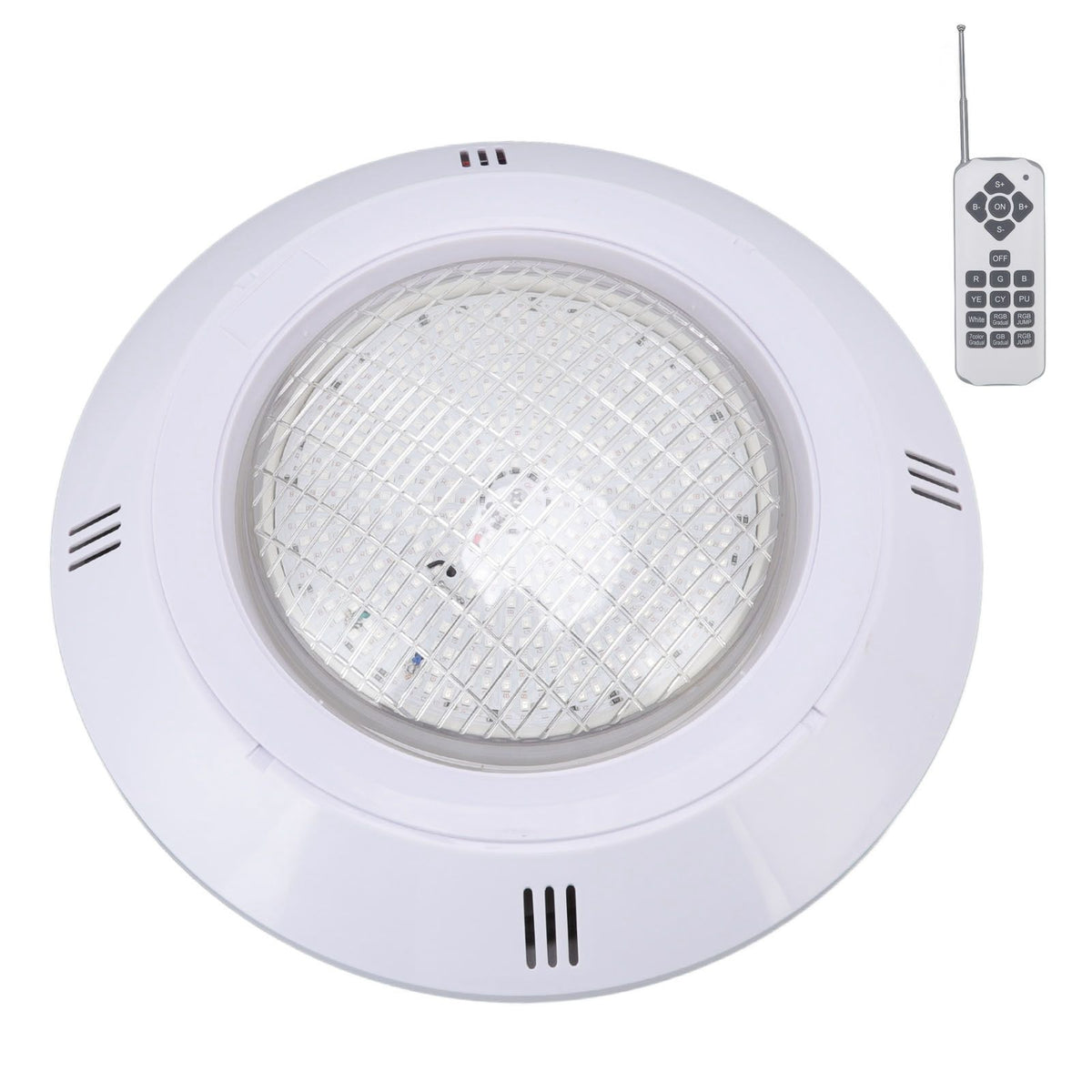 RGB pool LED light with remote control, installation panel and accessories