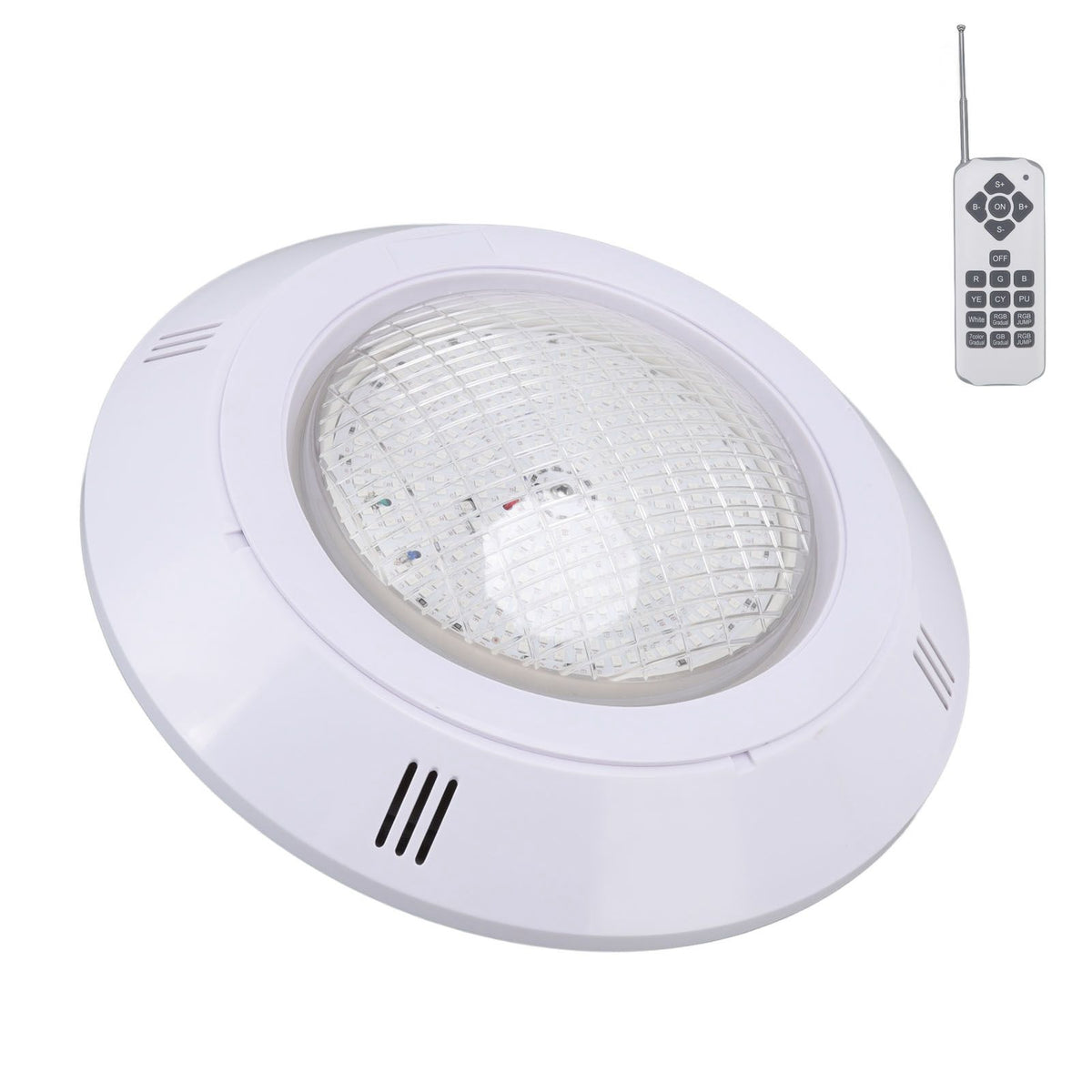 RGB pool LED light with remote control, installation panel and accessories