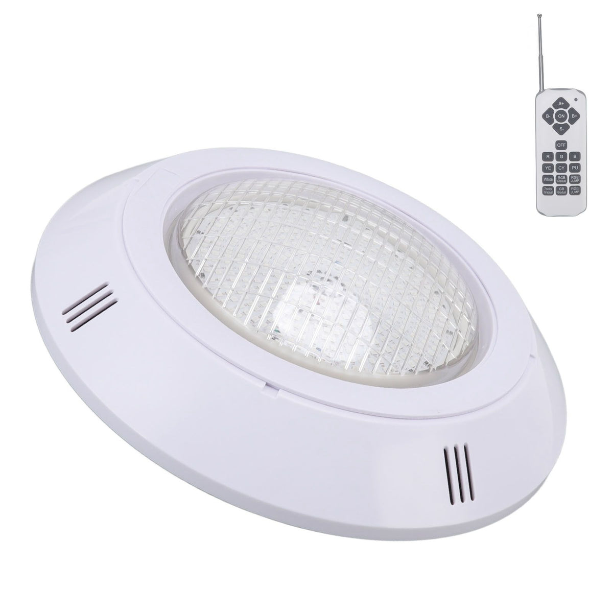RGB pool LED light with remote control, installation panel and accessories