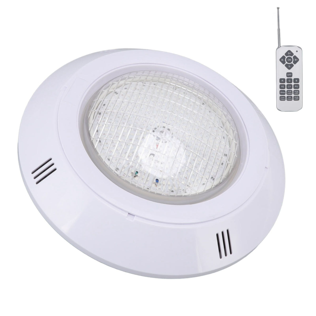 RGB pool LED light with remote control, installation panel and accessories