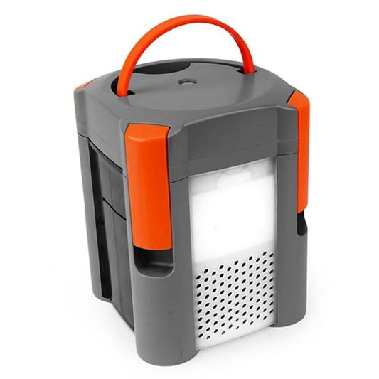 Salt water camping light with hook for hanging and four LED bulbs
