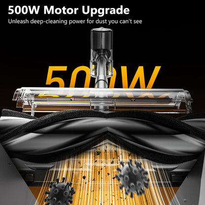 Self-standing cordless stick vacuum with LED display, floor lights and charging dock