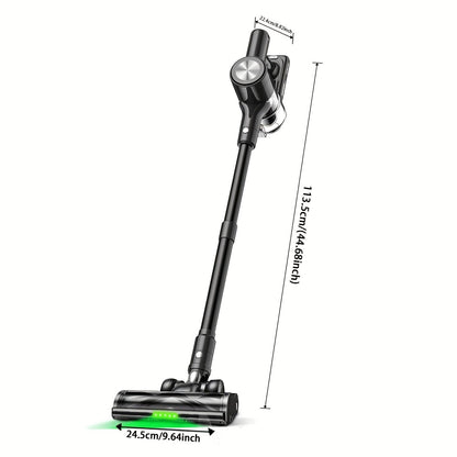 Self-standing cordless stick vacuum with LED display, floor lights and charging dock