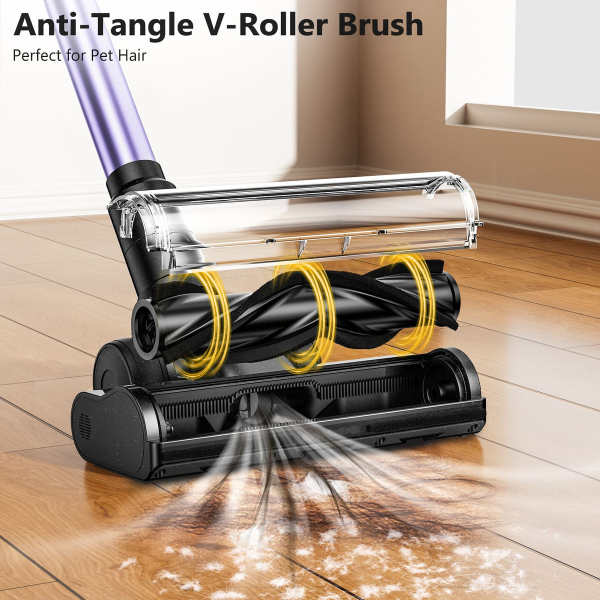 Cordless vacuum cleaner with LED display, floor brush, hose and handheld attachments