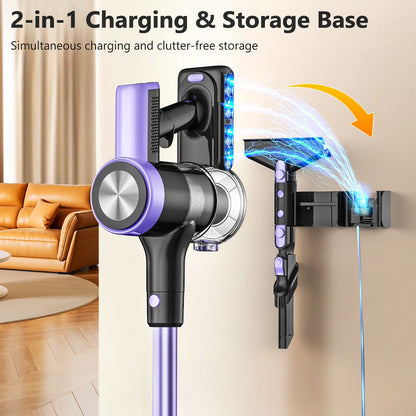 Cordless vacuum cleaner with LED display, floor brush, hose and handheld attachments