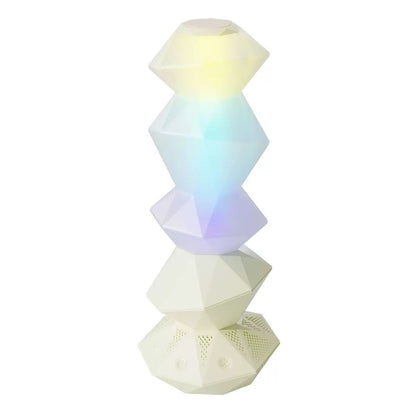 Green crystal-style speaker lamp with stacked faceted design and USB power