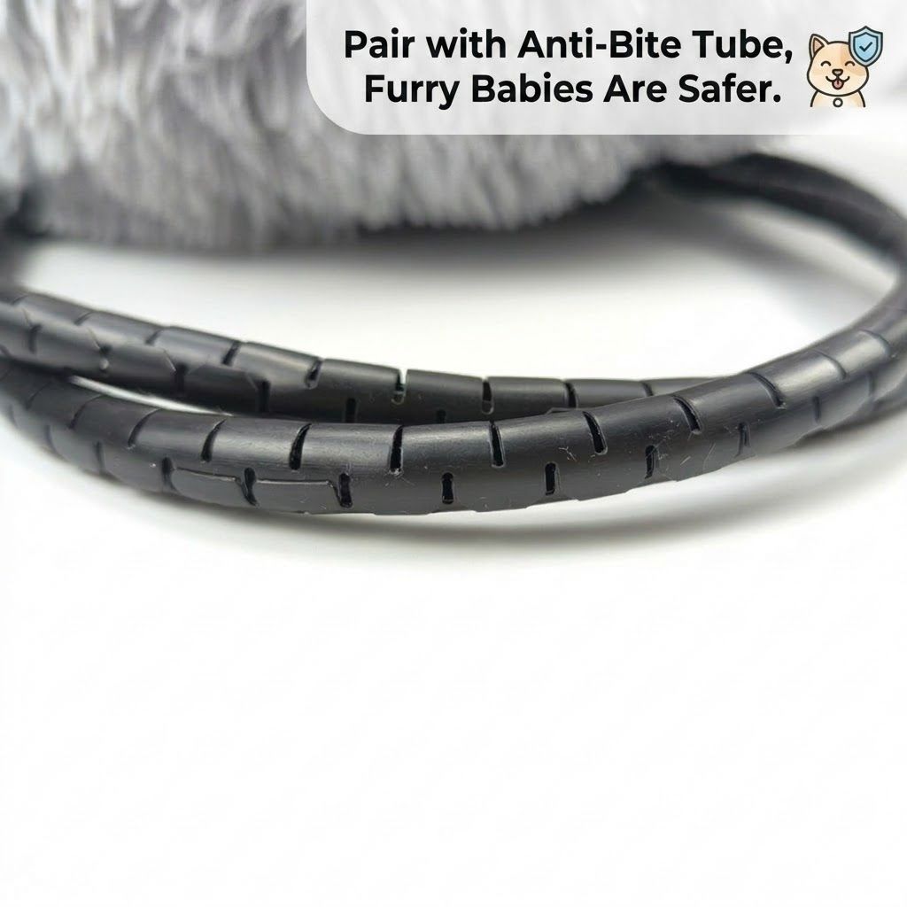 Round faux fur heated pet bed with USB lead and non-slip base