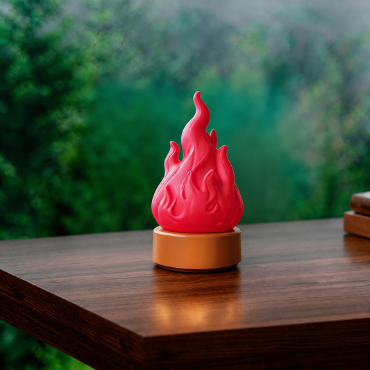 Red LED flame night light with cylindrical base