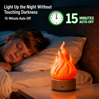 Red LED flame night light with cylindrical base