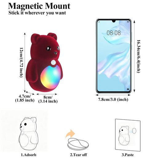 Brown cartoon bear motion sensor night light with soft plush surface