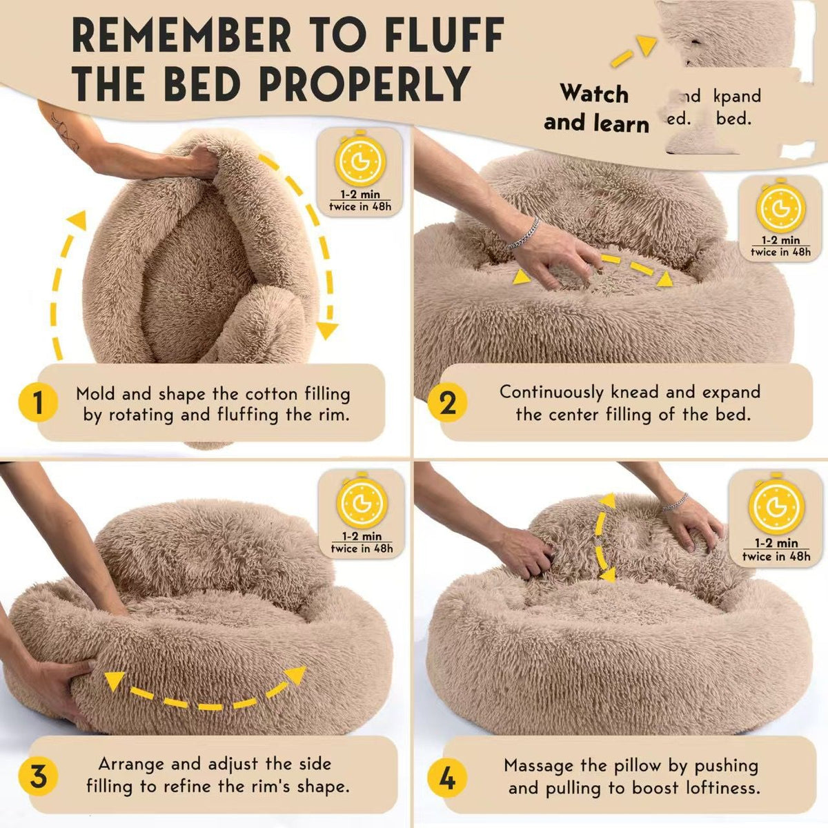 Navy plush donut pet bed with raised rim for cats and dogs