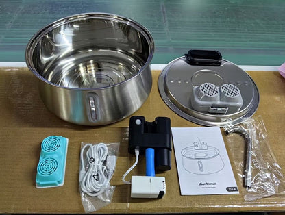 Stainless steel 4 litre pet water fountain with sensor and water window