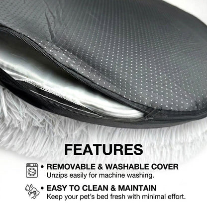 Semi-enclosed USB heated pet bed with plush fleece and removable cover