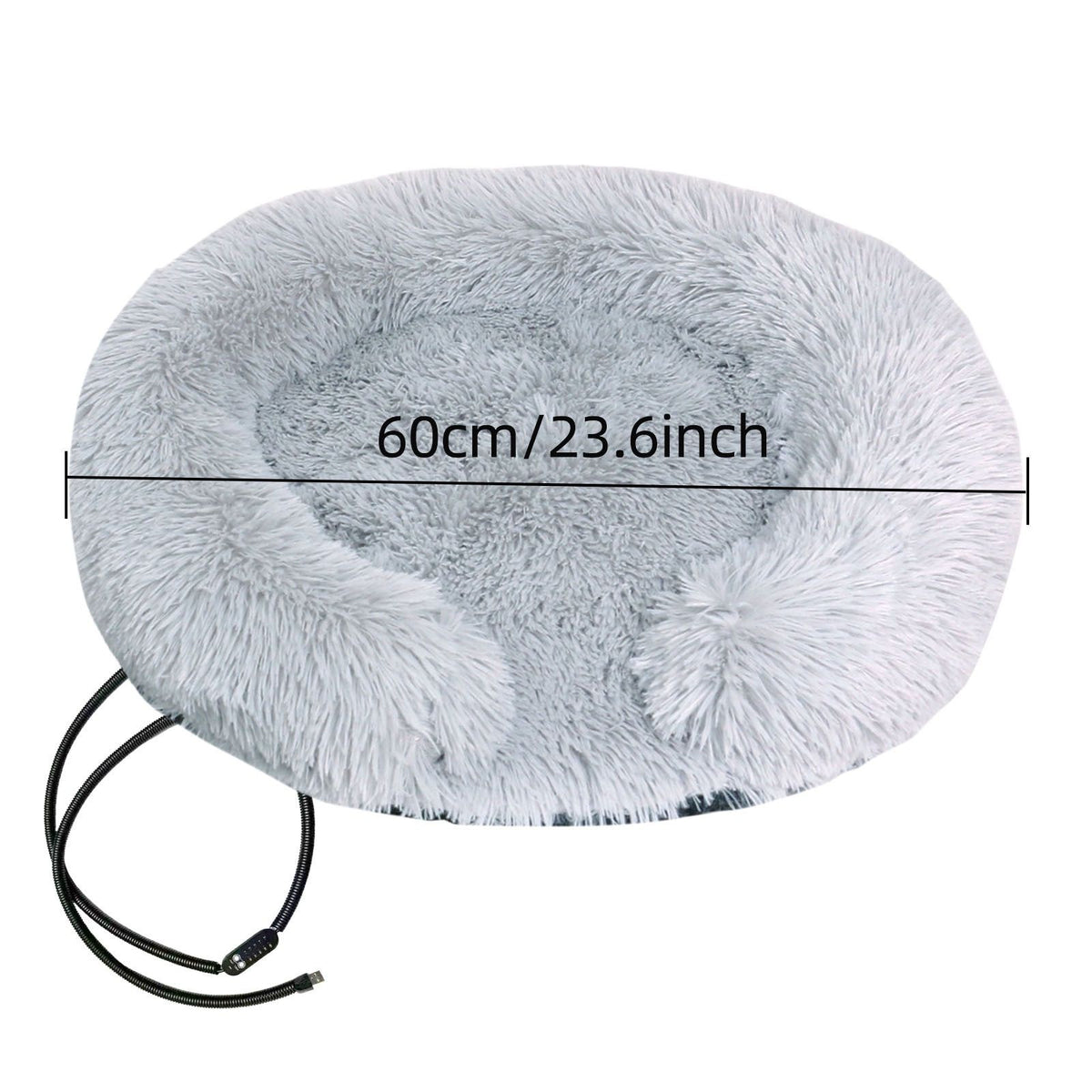 Semi-enclosed USB heated pet bed with plush fleece and removable cover