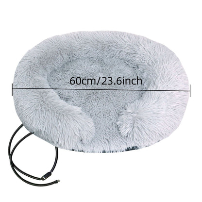 Semi-enclosed USB heated pet bed with plush fleece and removable cover
