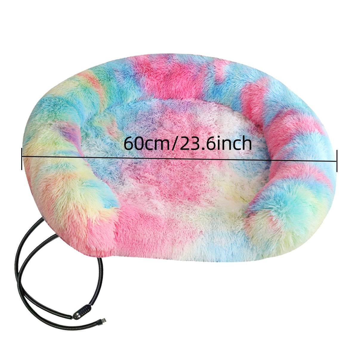 Semi-enclosed USB heated pet bed with plush fleece and removable cover