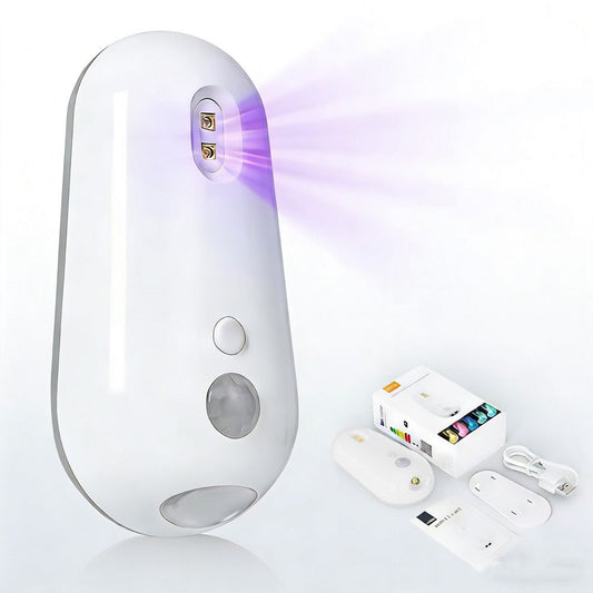 Pebble-shaped rechargeable toilet night light with UV steriliser and RGB glow