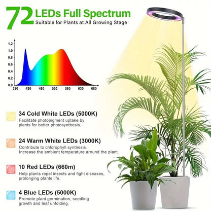 White USB floor plant grow light with ring LED head and telescopic stake