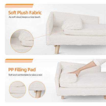 Raised pet sofa bed with plush cushion on solid timber legs