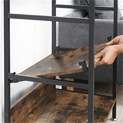 Three tier clothes rack with hanging rod, shelf and adjustable shelving