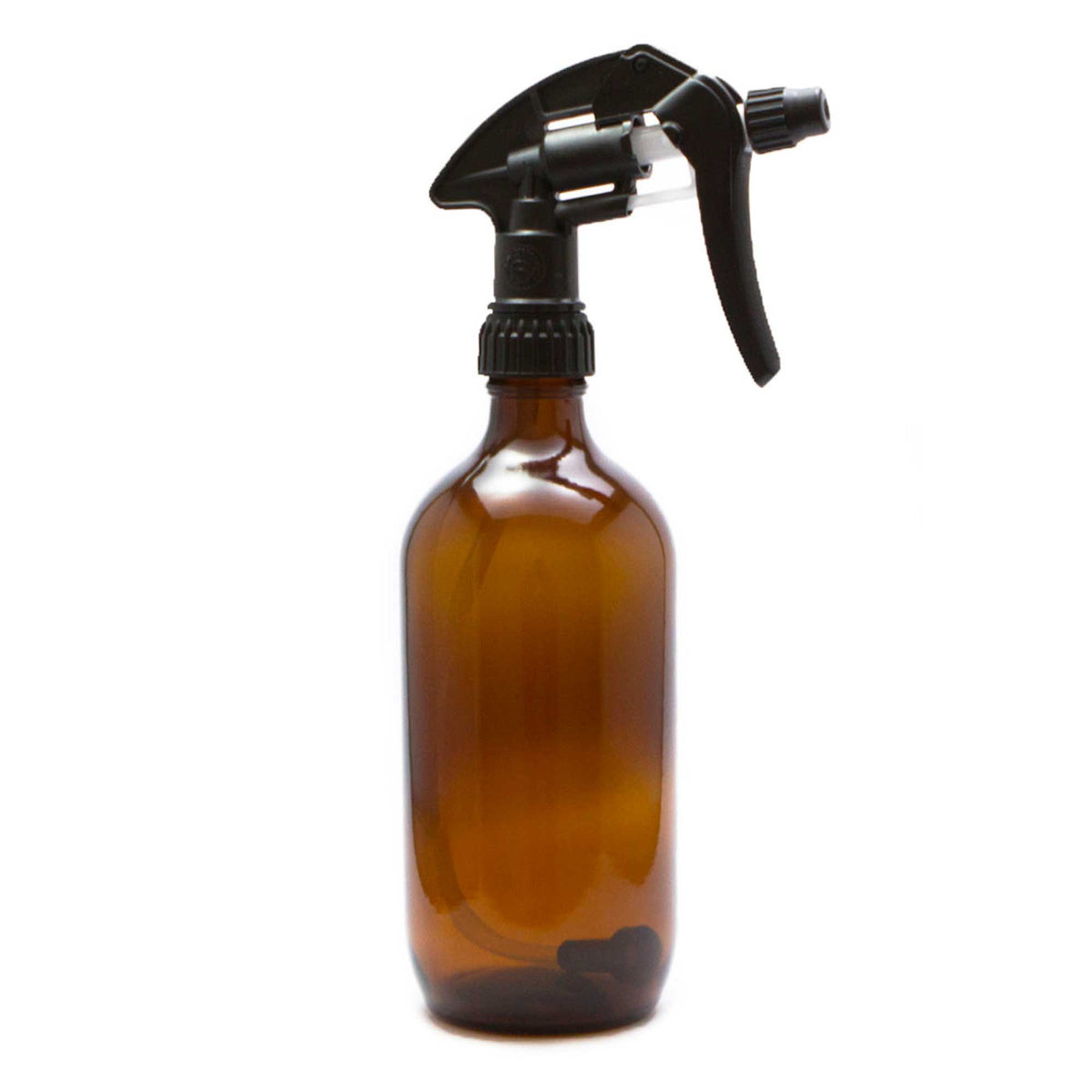 Five amber glass 500ml spray bottles with black trigger heads