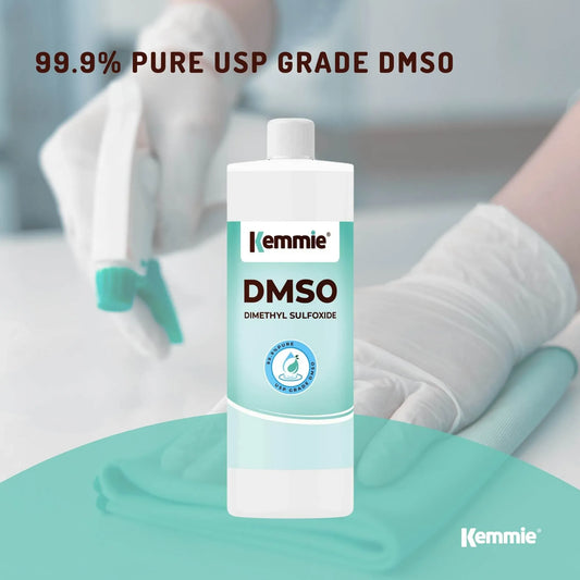 Clear bottle of 99.9% pure DMSO liquid