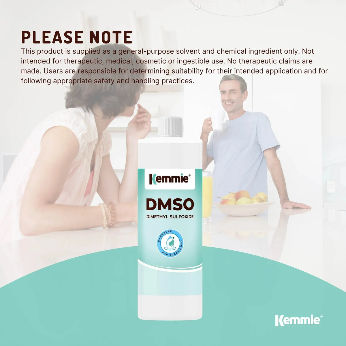 Clear bottle of 99.9% pure DMSO liquid