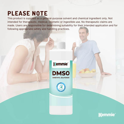 Clear bottle of 99.9% pure DMSO liquid