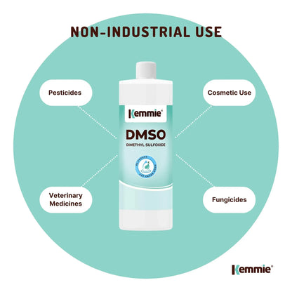 Clear bottle of 99.9% pure DMSO liquid