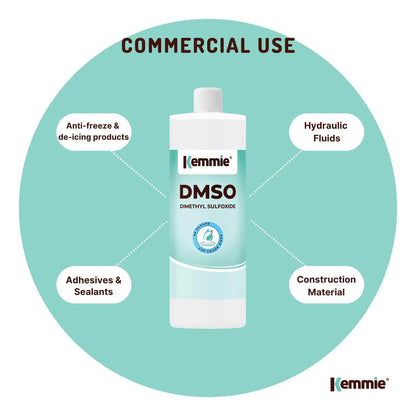 Clear bottle of 99.9% pure DMSO liquid