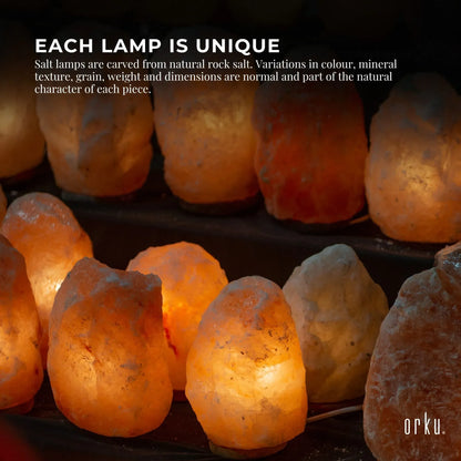 Natural Himalayan pink salt lamp with wooden base and clear bulb