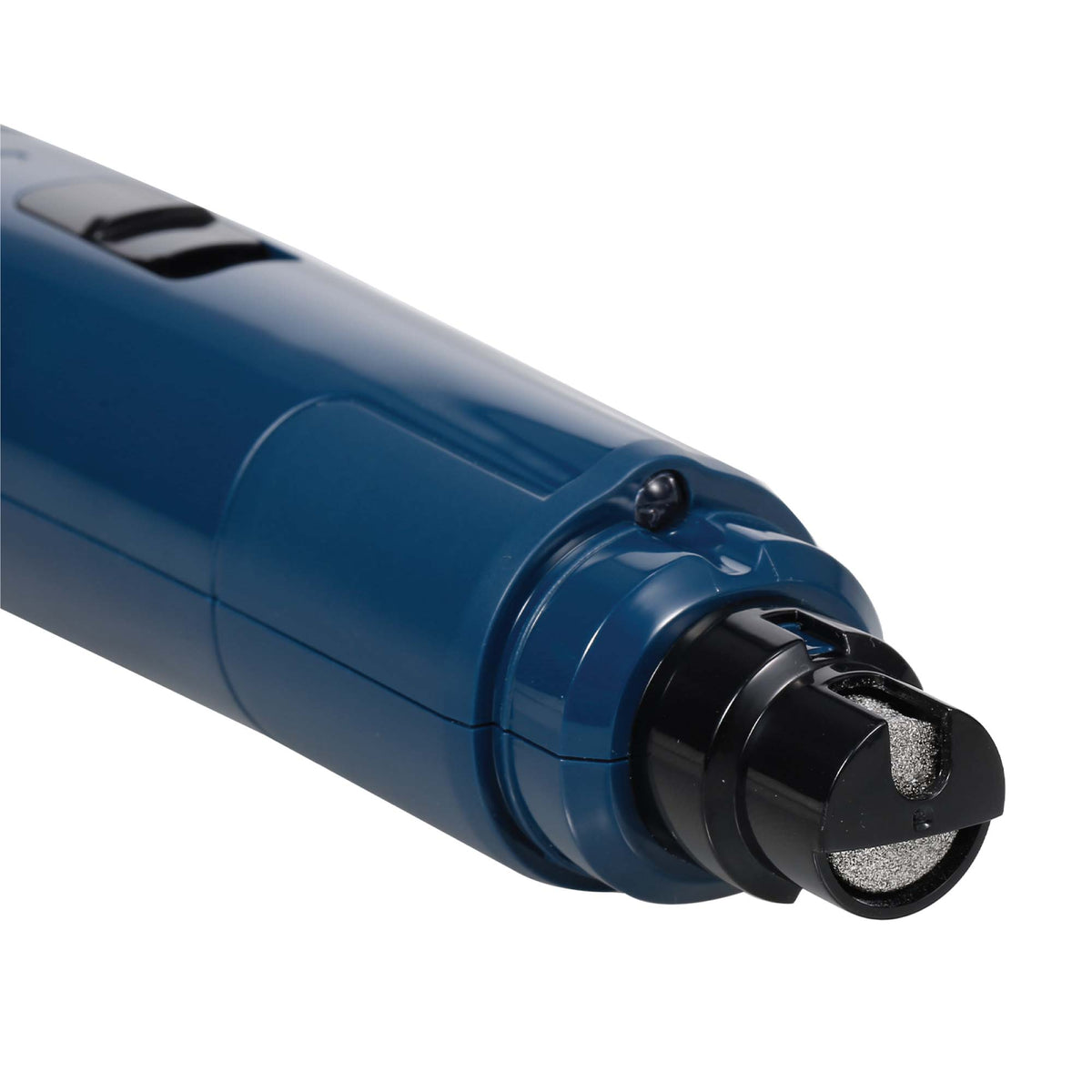Blue rechargeable pet nail grinder with LED light and ergonomic body