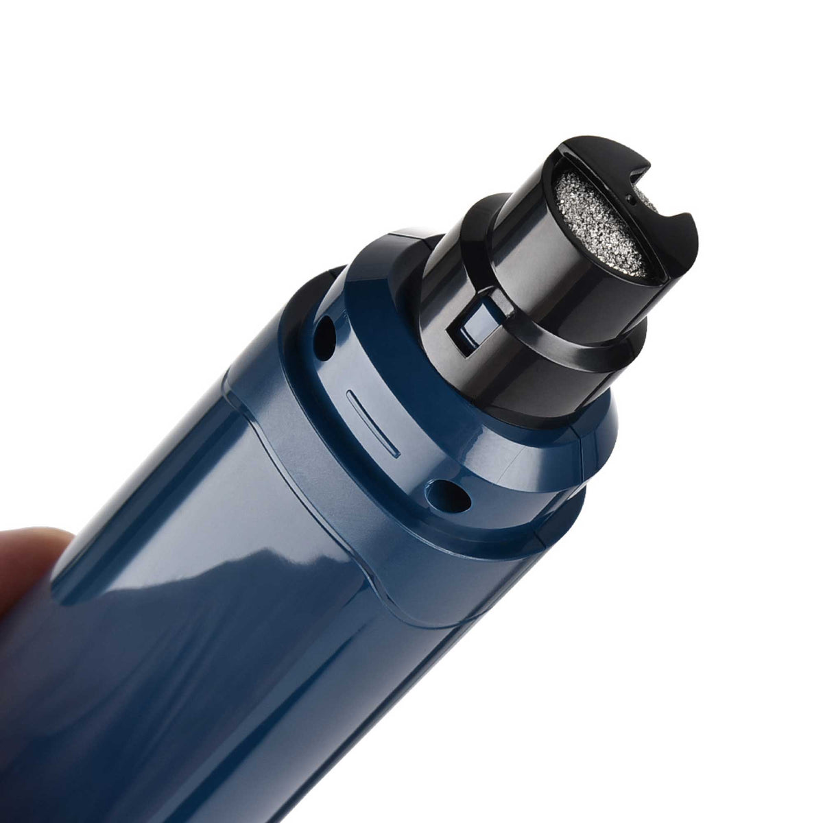 Blue rechargeable pet nail grinder with LED light and ergonomic body