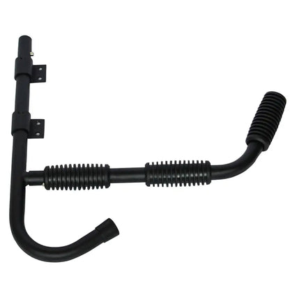 Black steel wall rack hooks for storing a kayak or surfboard