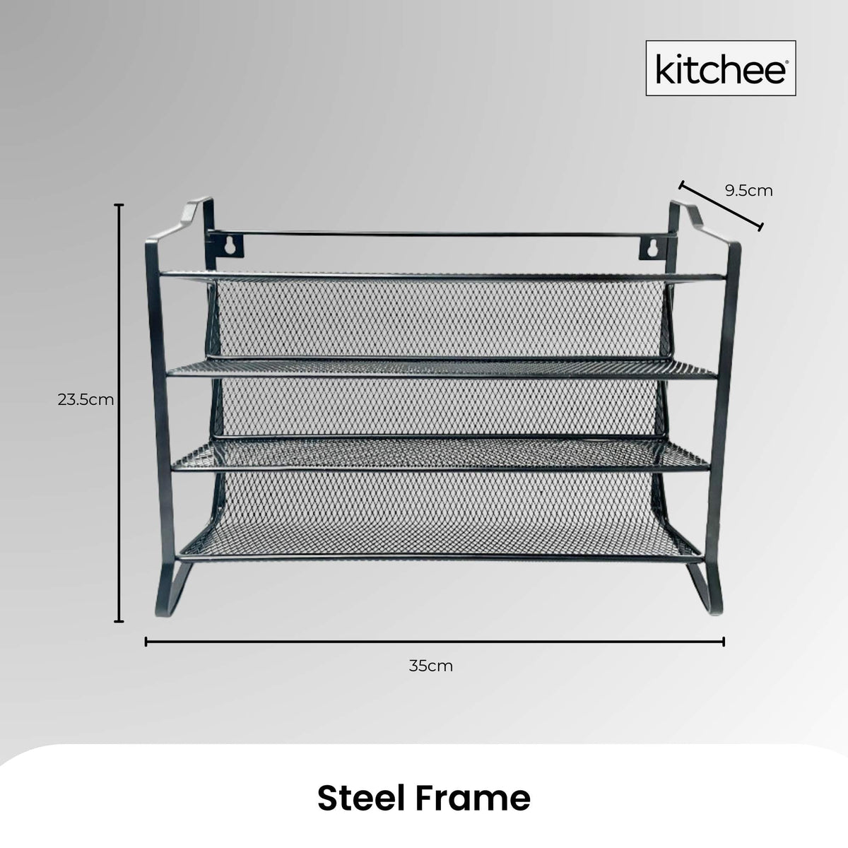 Black 4-tier metal spice rack with 28 glass jars and labels