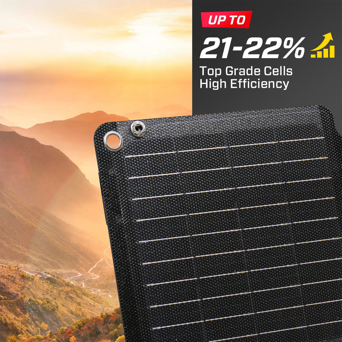Foldable JumpsPower 40W solar panel charger with carry straps and output ports