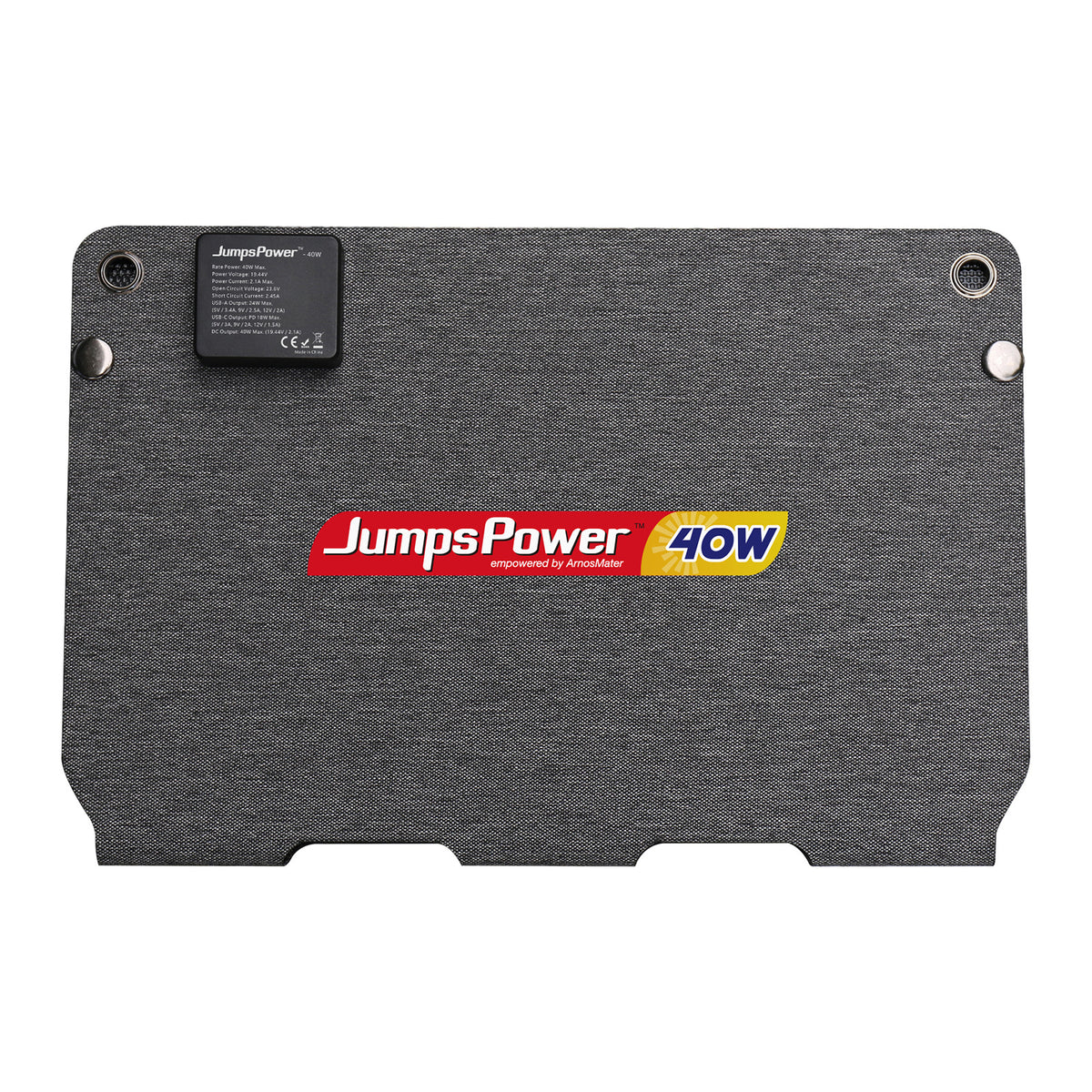 Foldable JumpsPower 40W solar panel charger with carry straps and output ports