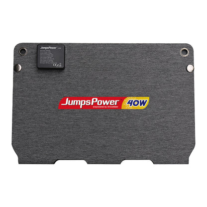 Foldable JumpsPower 40W solar panel charger with carry straps and output ports