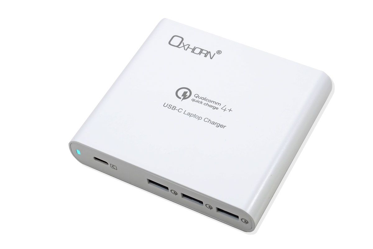 Compact Oxhorn 87W USB-C PD laptop charger with cable and stand